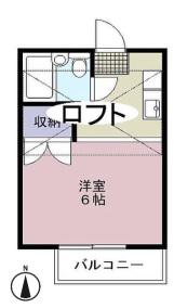 アリス佐野第一B(1K/1階)の間取り写真