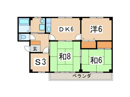 レジデンス・にへい(3SDK/1階)の間取り写真