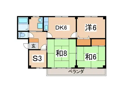 レジデンス・にへい(3SDK/1階)の間取り写真