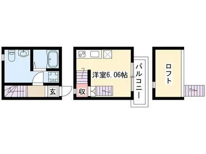 アースクエイク寺崎(1K/1階)の間取り写真