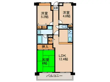ファミールハイツ堺I番館(3LDK/3階)の間取り写真