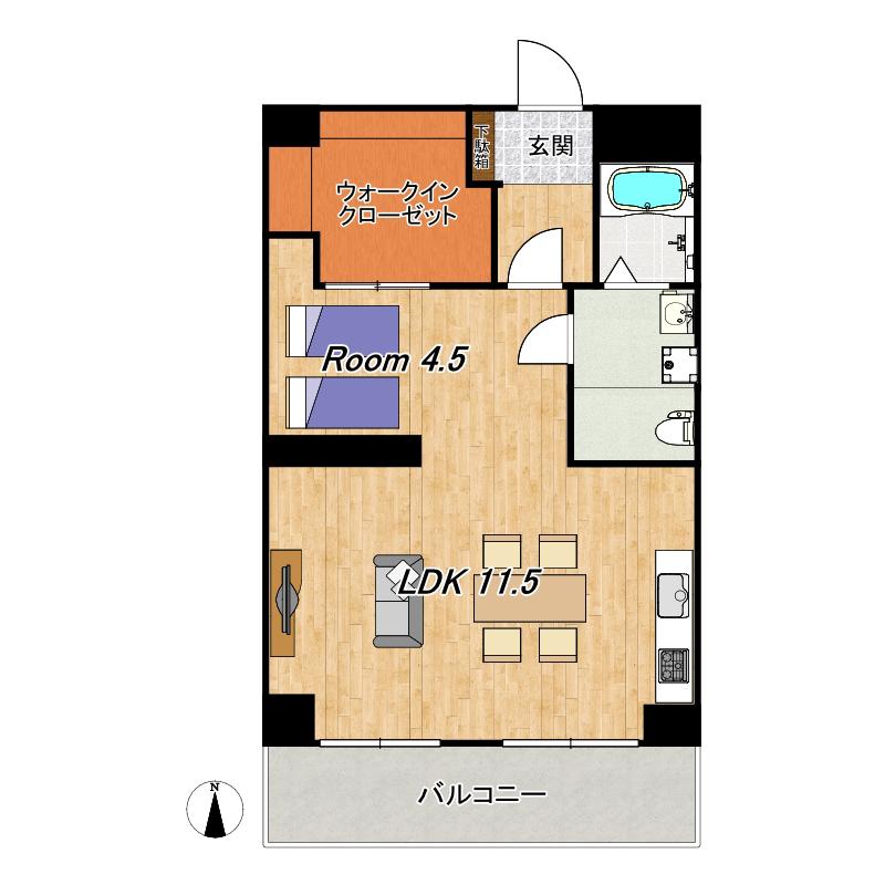 クレストユリ(1LDK/2階)の間取り写真