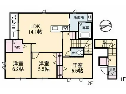 シャーメゾン・リラ(3LDK/2階)の間取り写真