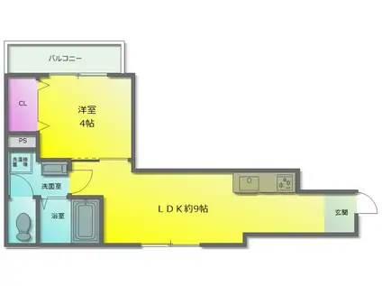 グロースコート弥刀2(1LDK/2階)の間取り写真