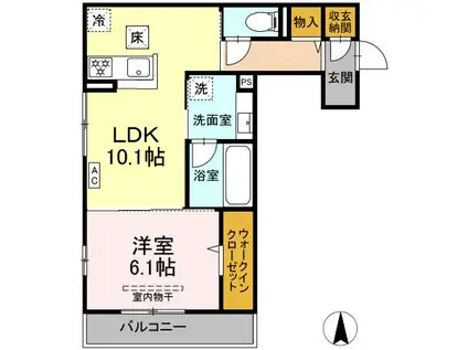 D-ROOMコサコ(1LDK/1階)の間取り写真