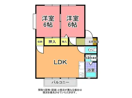 サンビレッジ笠原 B棟(2LDK/2階)の間取り写真
