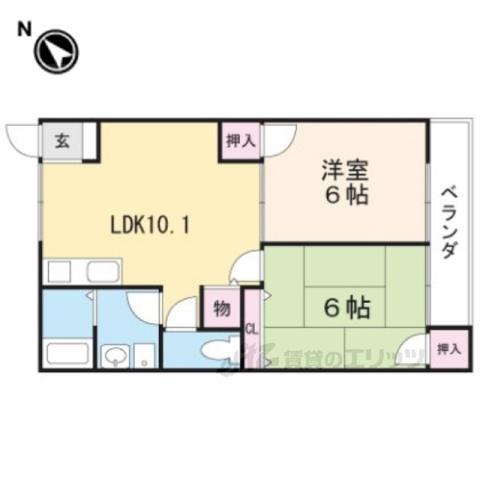ハイツ新町(2LDK/2階)の間取り写真