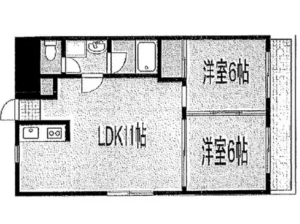 ロータスビル(2LDK/4階)の間取り写真