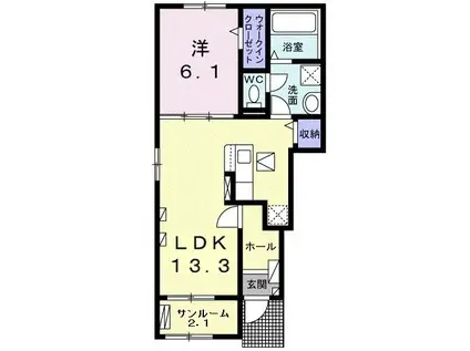 H-ANGE I(1LDK/1階)の間取り写真