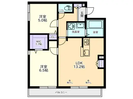リアン橋本台I(2LDK/2階)の間取り写真