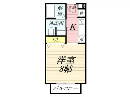 コレクトリビング遠藤(ワンルーム/1階)の間取り写真