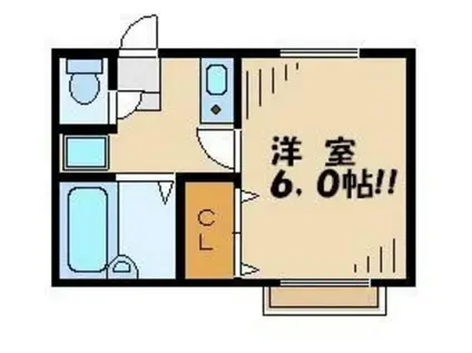 京王線 仙川駅 徒歩24分 2階建 築28年(1K/2階)の間取り写真