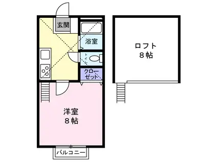 フローラコート(1K/1階)の間取り写真