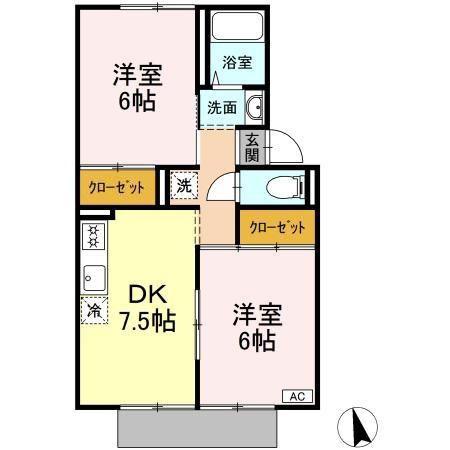 プレジール大和II(2DK/1階)の間取り写真
