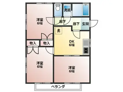 ナウシカ(3DK/1階)の間取り写真