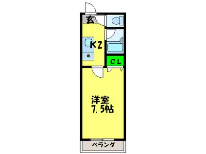 フジワラ堺マンション(1K/3階)の間取り写真