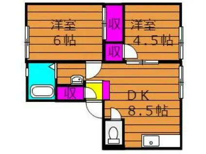 メゾンセンチュリーA棟(2DK/2階)の間取り写真