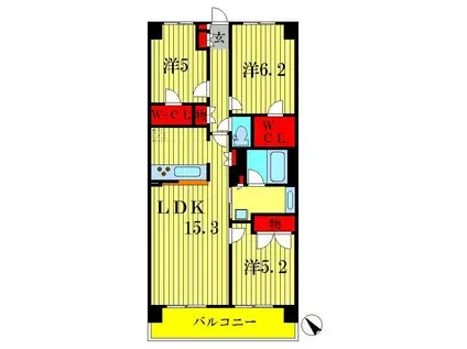 クレストフォルム柏サウスウィング(3LDK/7階)の間取り写真