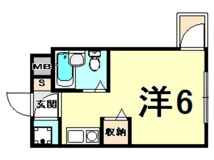 キューブ武庫川Ⅵ(ワンルーム/2階)の間取り写真