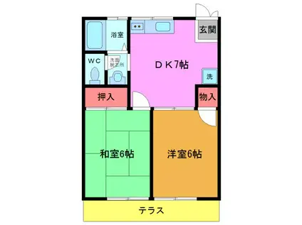 ハイムアオノ(2DK/1階)の間取り写真