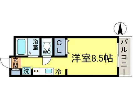 アプローズ奥戸壱番館(ワンルーム/2階)の間取り写真