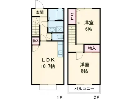 ポピュレール(2LDK/1階)の間取り写真