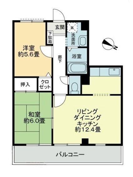 シーズン柞田(2LDK/3階)の間取り写真