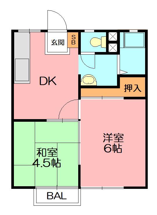 末広ハイツ(2DK/2階)の間取り写真