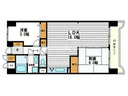 メロディハイム法円坂(2LDK/8階)の間取り写真