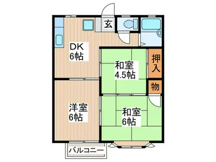 ベルカーサ(3DK/2階)の間取り写真