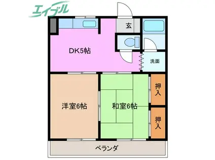 ハイツ泊(2DK/3階)の間取り写真
