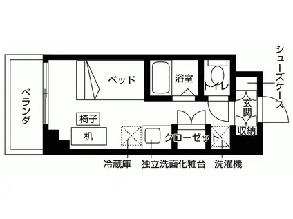 レジディア平和台(ワンルーム/4階)の間取り写真