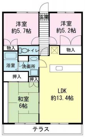 コーナス・ガーデンA棟(3LDK/3階)の間取り写真