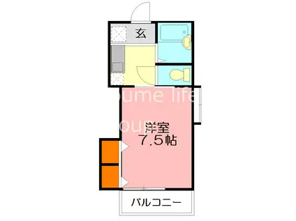 そらハウス(1K/2階)の間取り写真