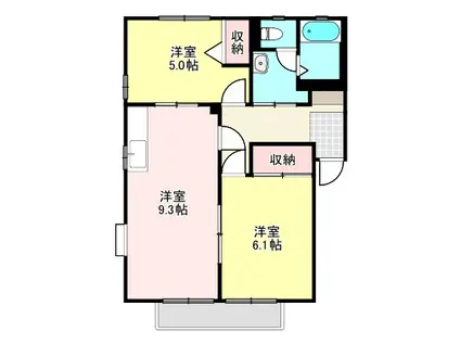 プラザ ハイツ D(2DK/2階)の間取り写真