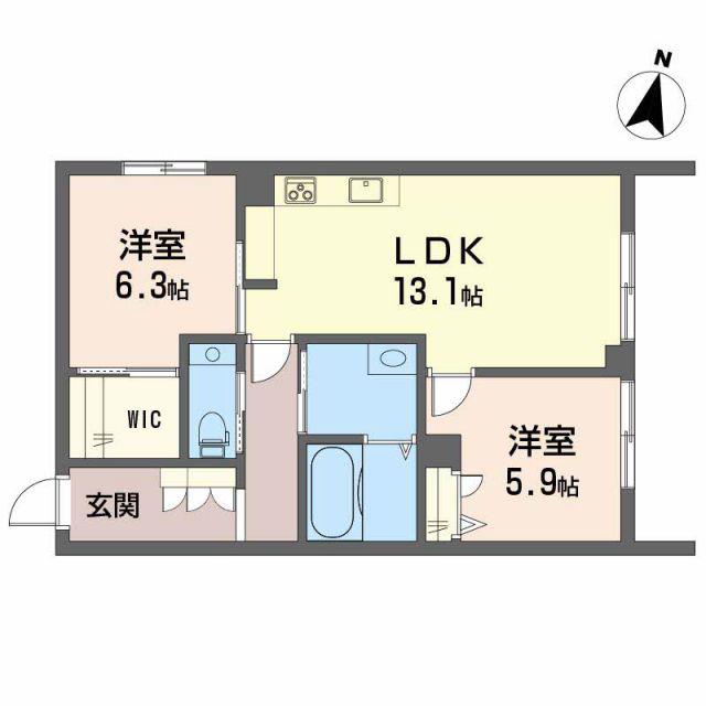 KANON岩崎(2LDK/1階)の間取り写真
