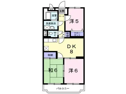 ファミールK向山II(3DK/4階)の間取り写真
