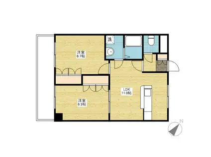 アメニティーハウス中須賀(2LDK/1階)の間取り写真