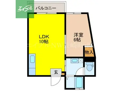 ハイツ笹山(1LDK/2階)の間取り写真