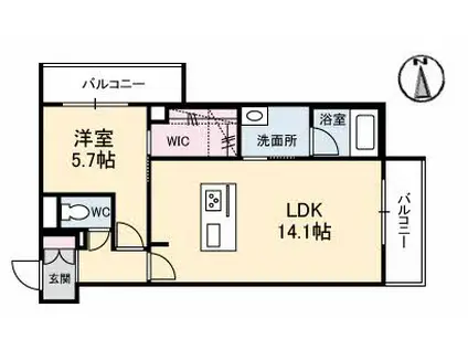シャイン(1LDK/3階)の間取り写真