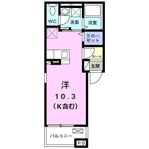 グランディフロラ(ワンルーム/3階)の間取り写真