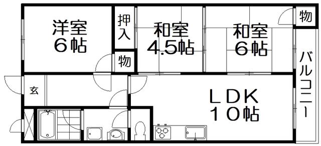 サンローズ(3LDK/3階)の間取り写真