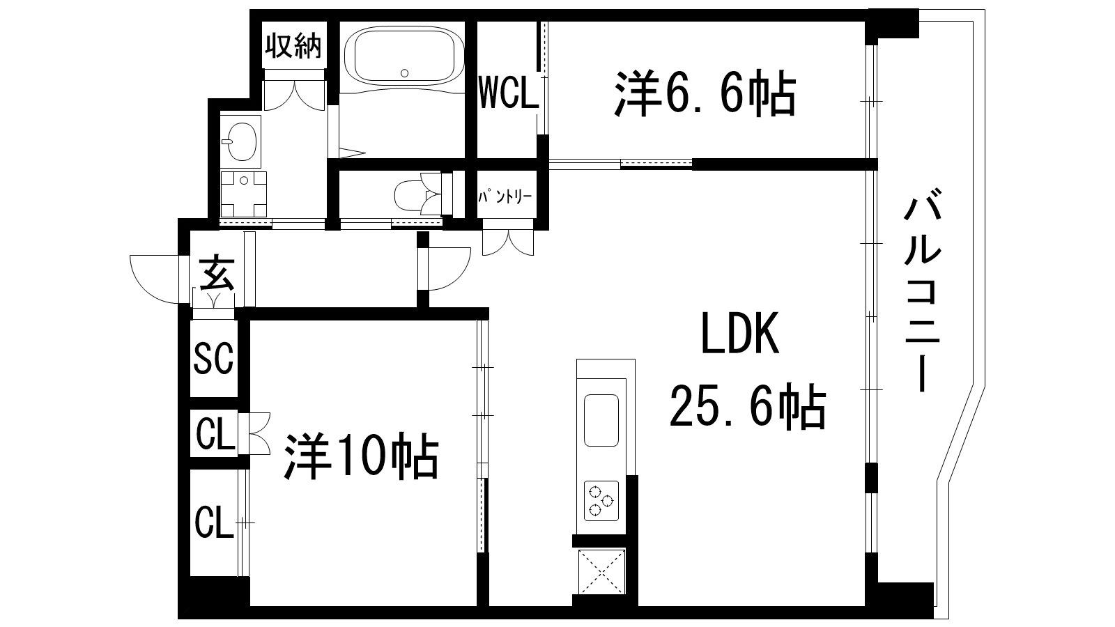 プレジオ宝塚ASIAN(2LDK/5階)の間取り写真