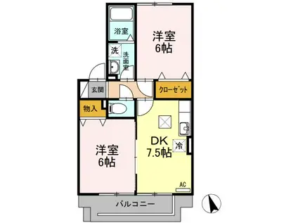 プレミールST(2DK/1階)の間取り写真