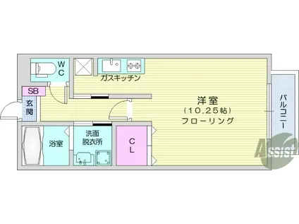 コンフォートAOYAMAB棟(ワンルーム/1階)の間取り写真