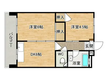 オアシス片野II(2DK/2階)の間取り写真