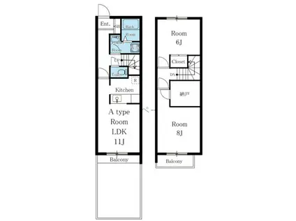 セレーノB棟(2LDK/1階)の間取り写真