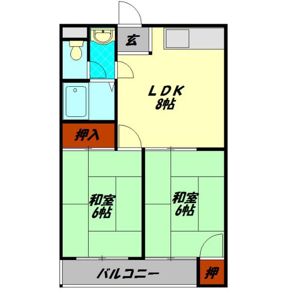 カトレヤマンション(2DK/3階)の間取り写真
