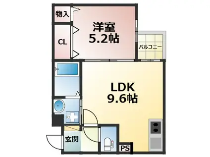 URBAN COURT FUSE(1LDK/3階)の間取り写真
