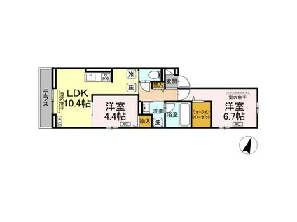 ラピスラズリ東林間(2LDK/1階)の間取り写真